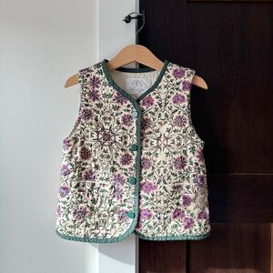 Zara Cotton Quilted Floral Vest